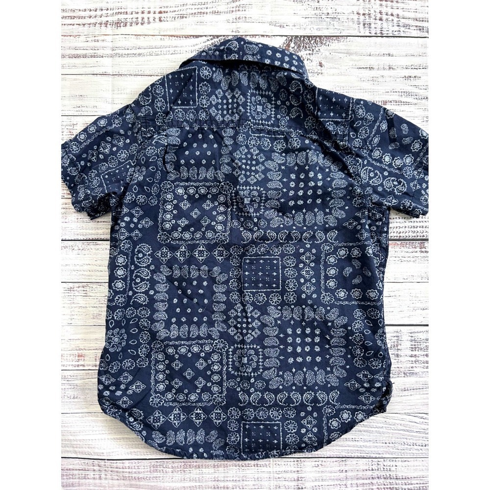 Baby Gap Toddler Boys Blue Paisley Print Short Sleeve Button Up Shirt Size 5 - Picture 4 of 6